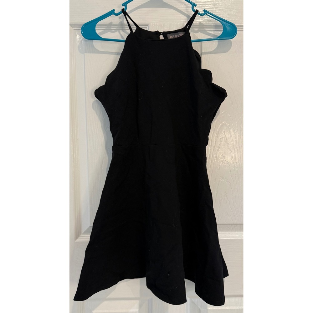 Rags to Wishes Black Dress Scalloped Halter Neck Sleeveless Fit & Flare L